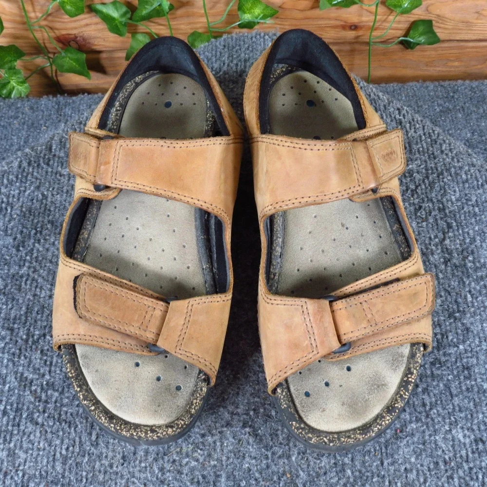 ECCO Cosmo Women Walking Sandals Size 39 8-8.5 Outdoor Comfort Tan Leather
